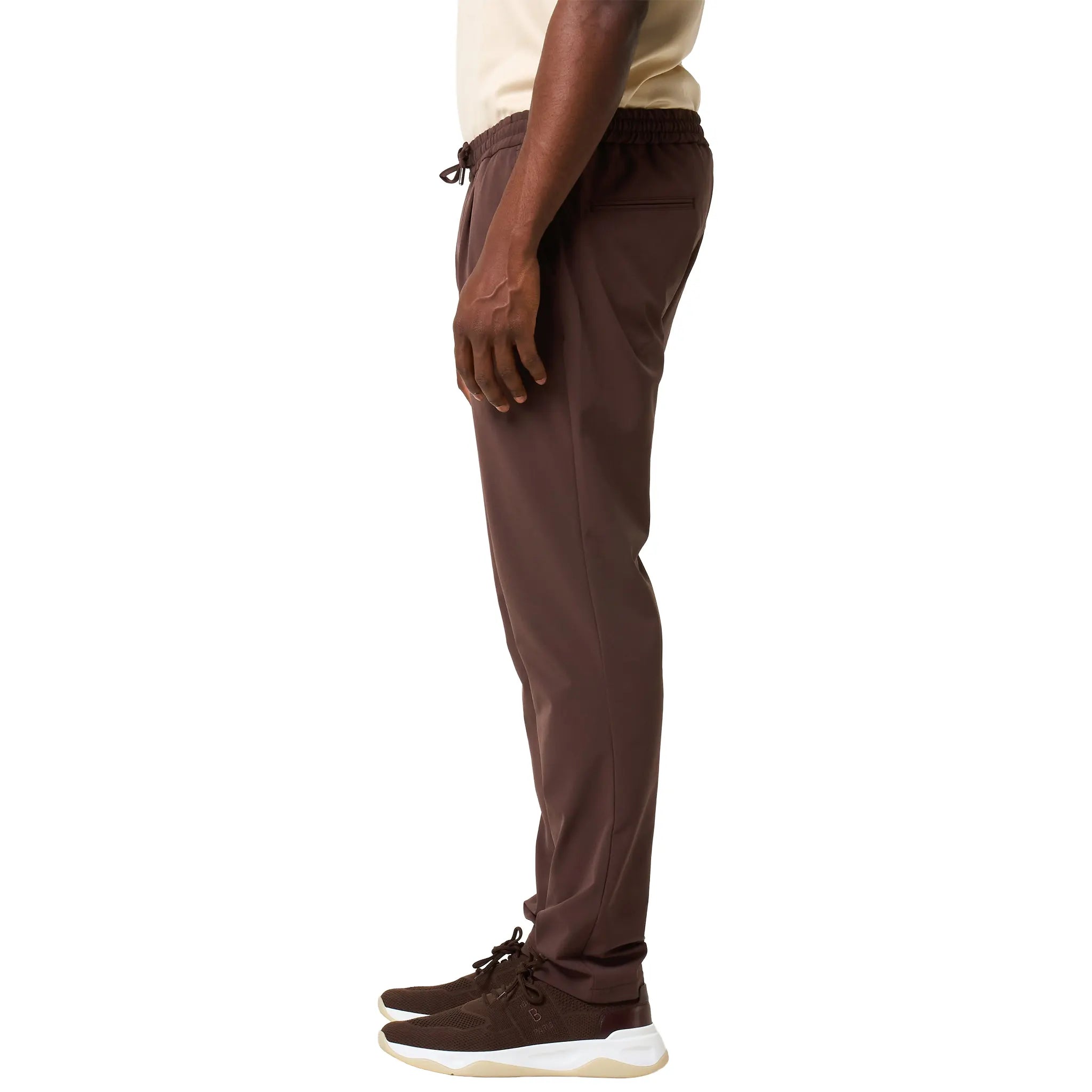 Side View of Loiano Tech Brown Trousers